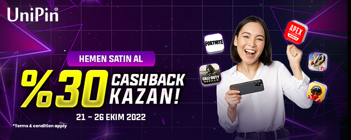 UniPin; Voucher satın alımlarınıza Cashback veriyor.